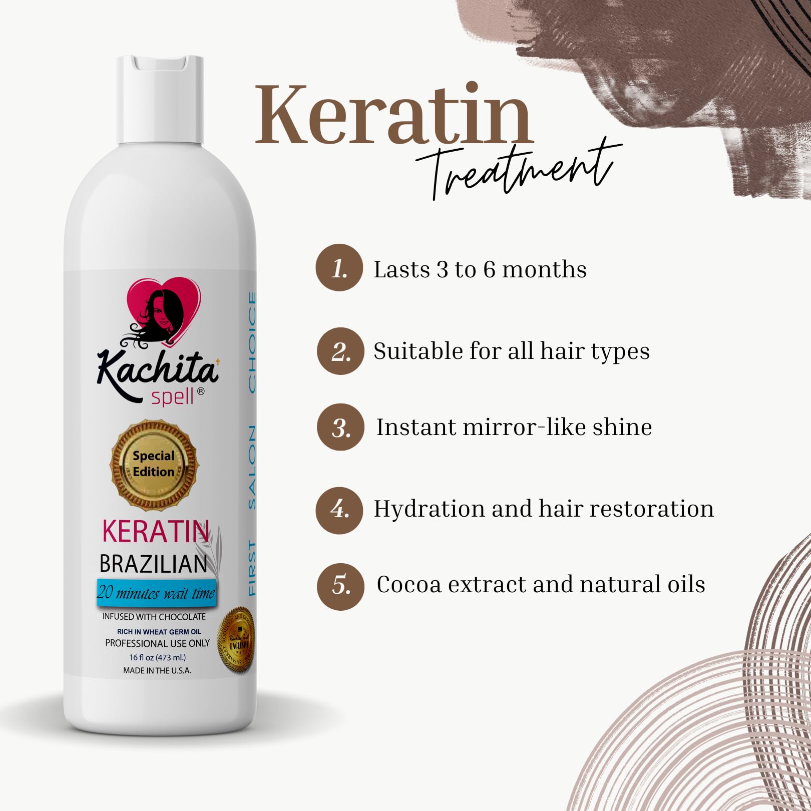 Texture crème Kachita Spell Keratine Chocolat promettant éclat et souplesse