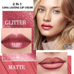 Kaely crayon contour des lèvres et rouge métallique pour un trait net et harmonieux.