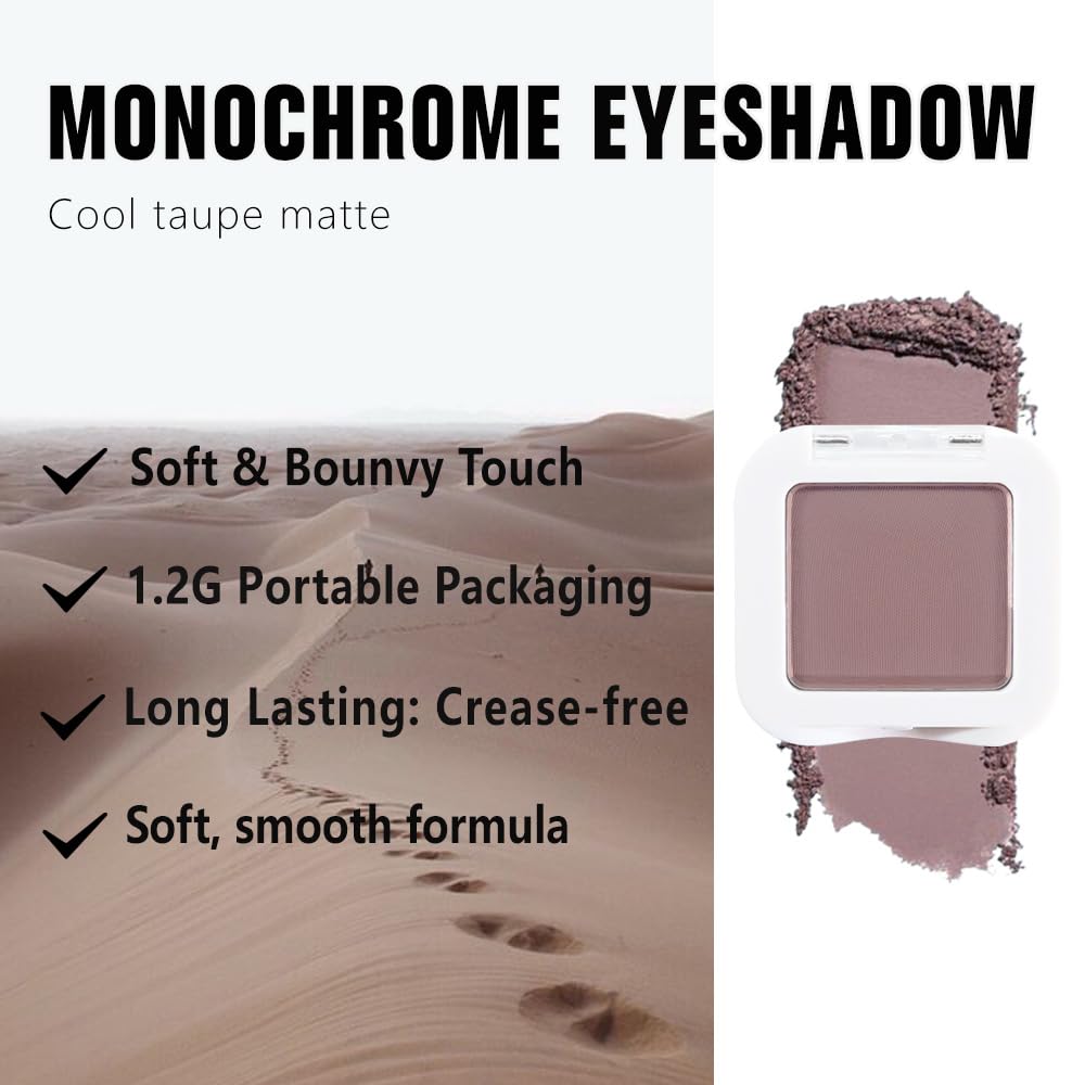 Kaely ombre taupe neutre, résultat facile à estomper sur paupières.