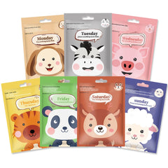 Masque Kaely ensemble de 7, animaux amusants pour hydrater la peau des enfants