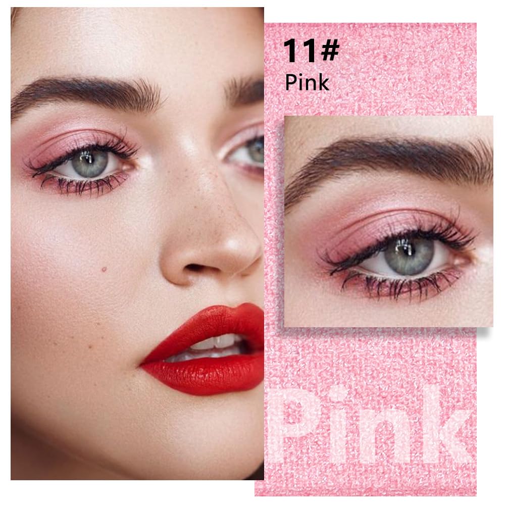 Kaely fard œil rose pailleté, pigment intense et fini brillant.