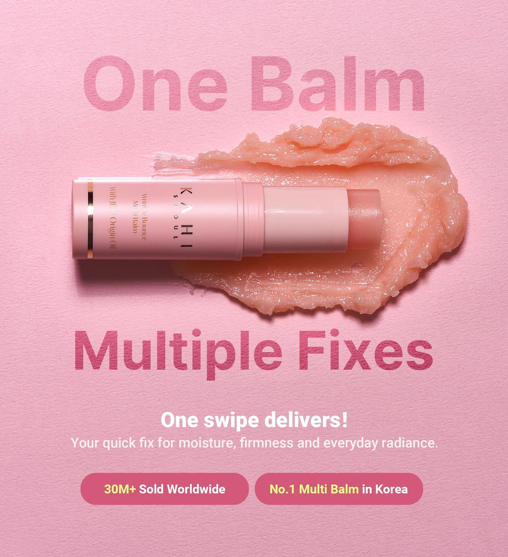 KAHI Wrinkle Bounce Multi Balm Stick – application visage, texture soyeuse pour hydrater quotidiennement.