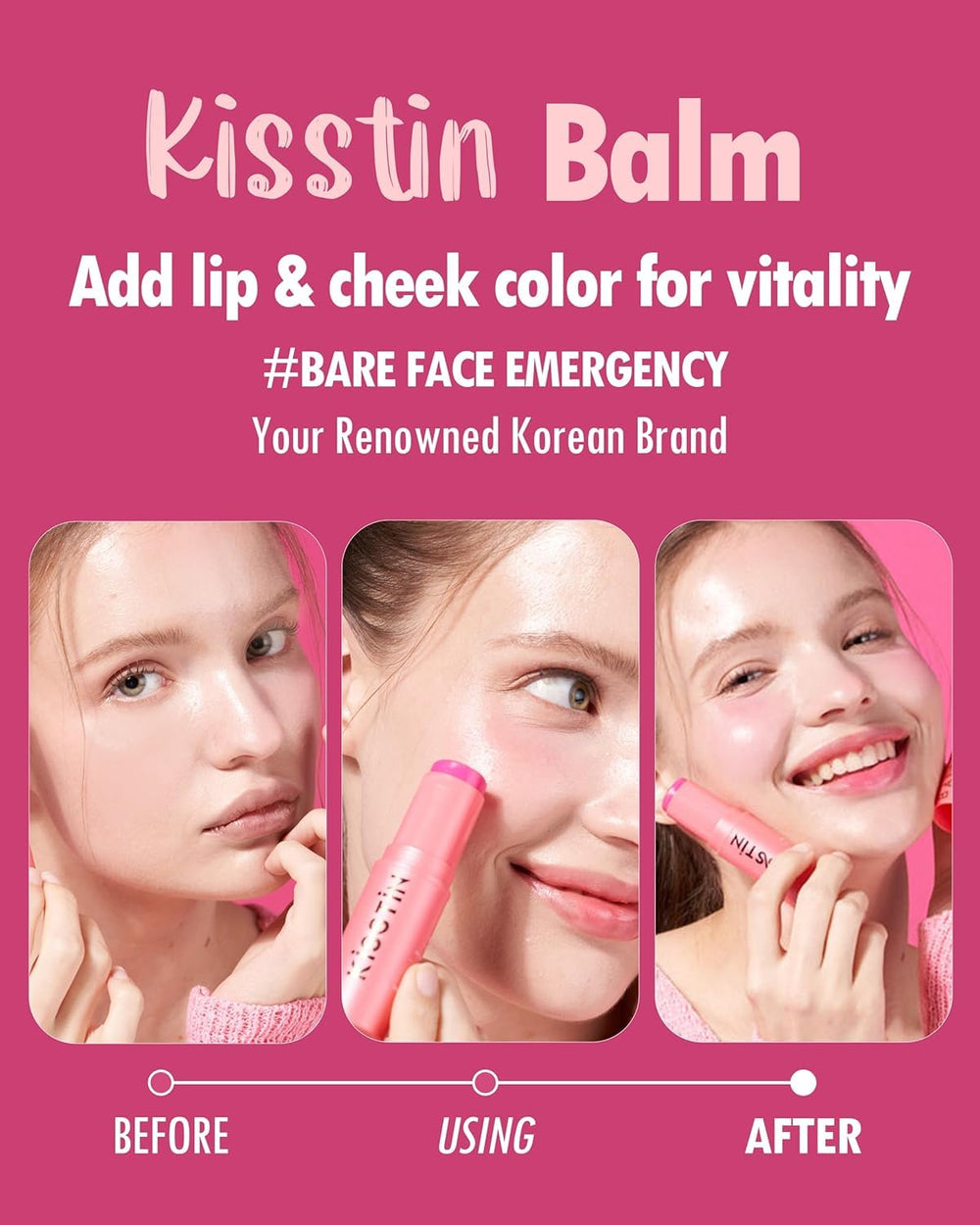 Stick KAHI Kisstin Balm en application sur la peau pour hydratation rapide.