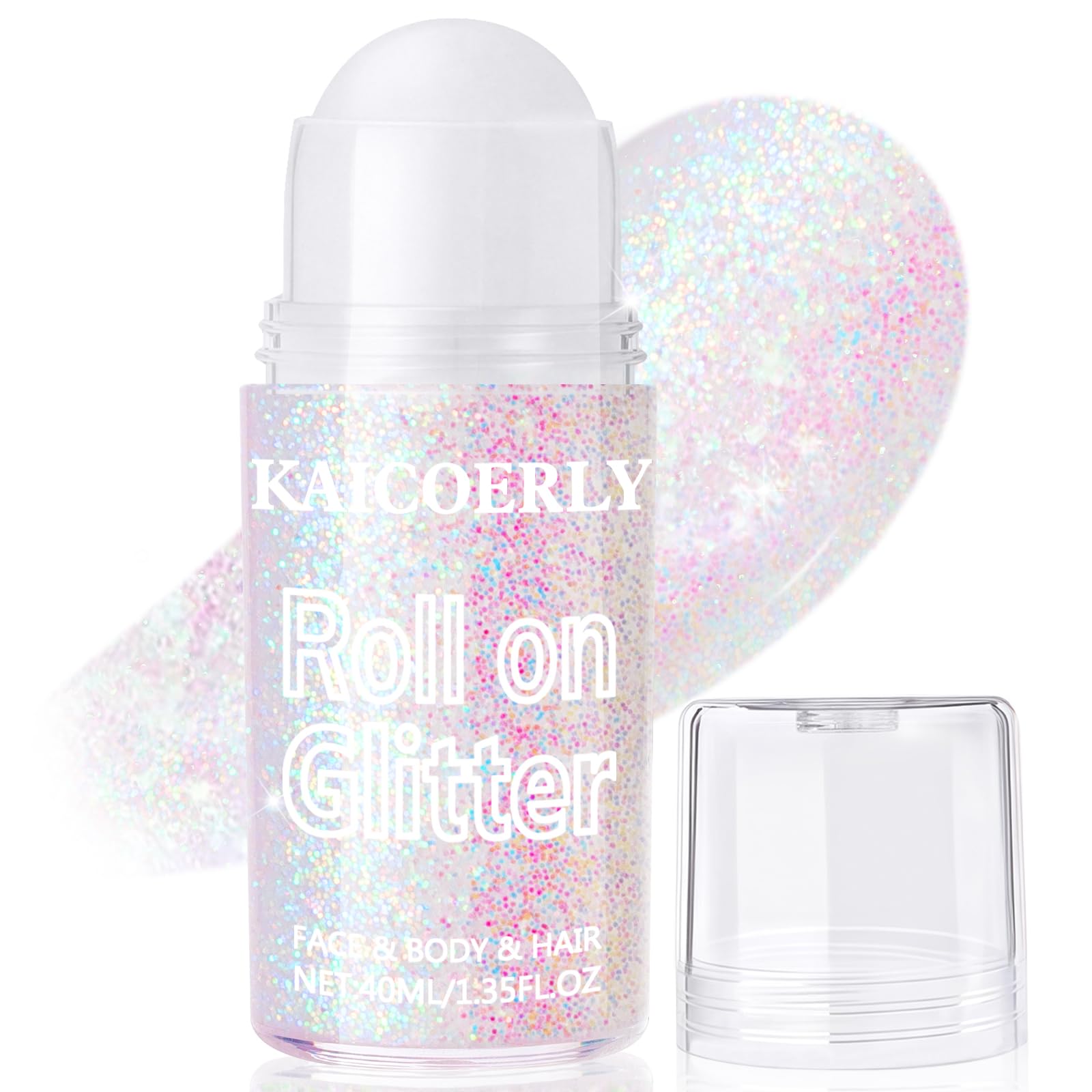 KAICOERLY Roll-on glitter bouteille: éclat rapide et durable sur visage et corps.