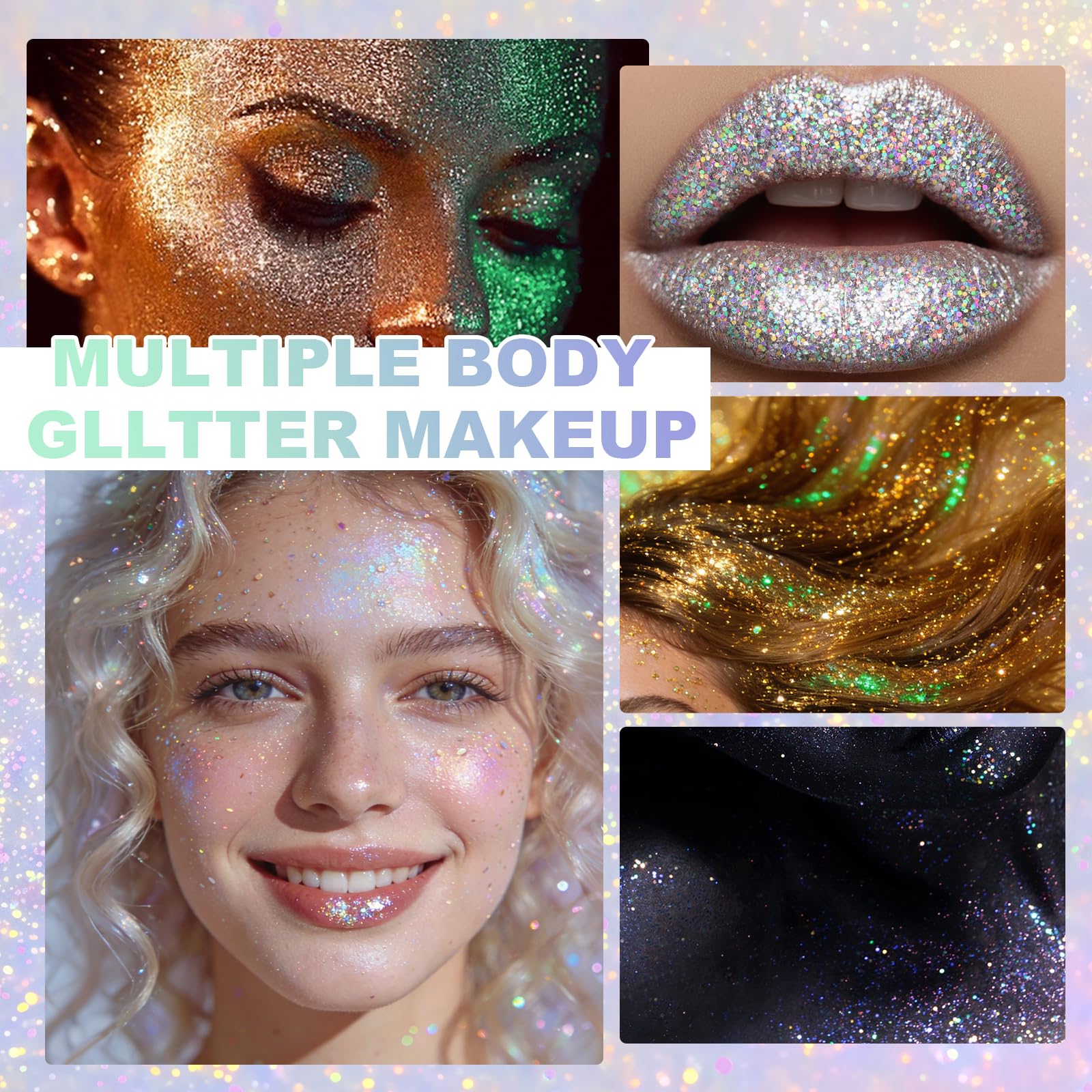 KAICOERLY Roll-on glitter cheveux: subtil éclat lumineux pour une coiffure festive.