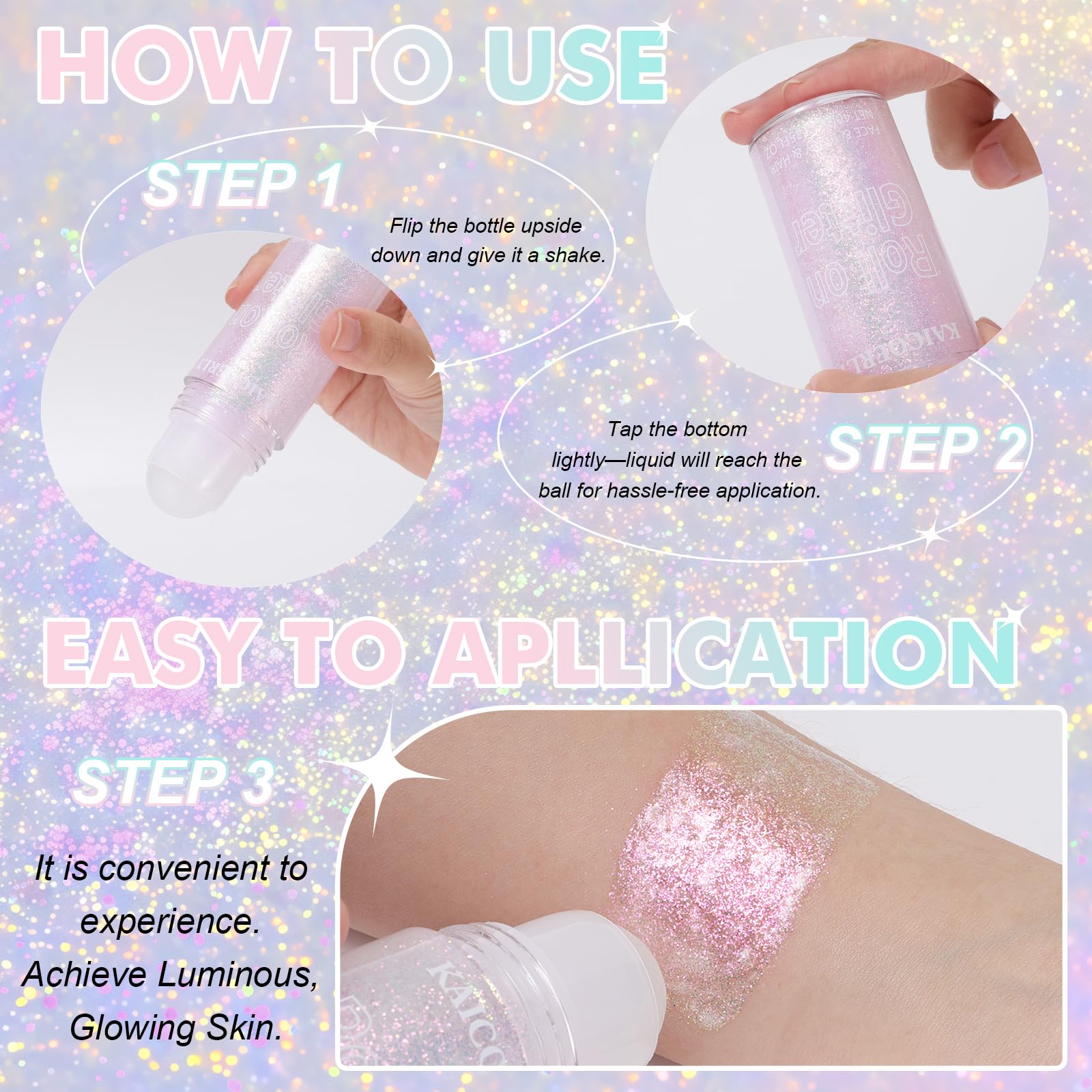 KAICOERLY Roll-on glitter lèvres: brillance glamour et application facile.