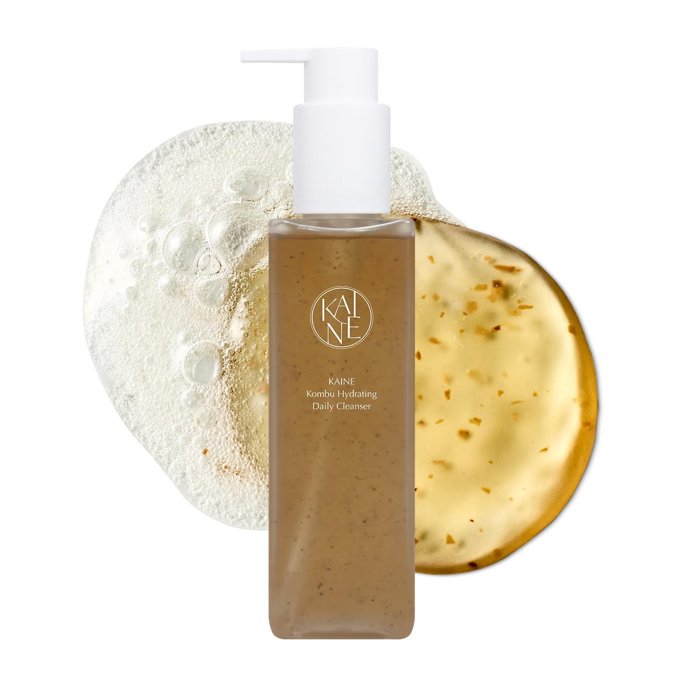 KAINE Kombu Hydrating Daily Cleanser — bouteille visible pour une routine hydratante du matin.