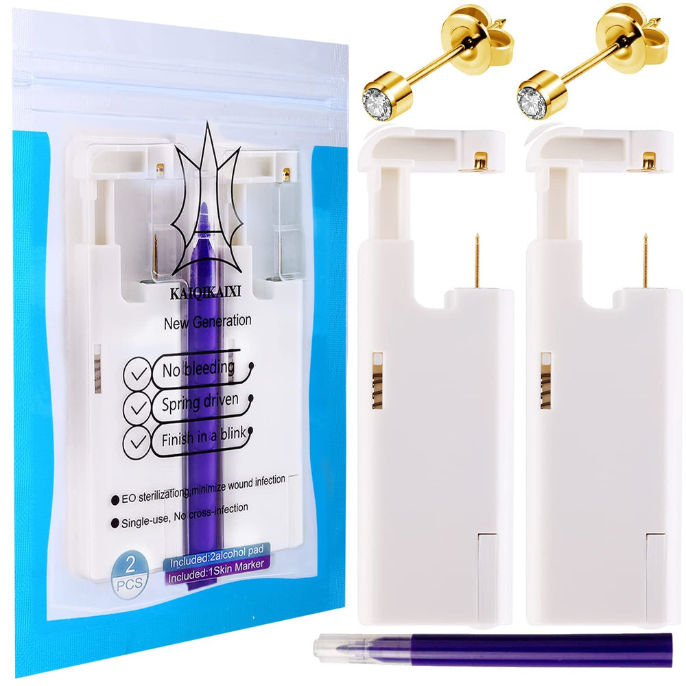 KaiQikaixI kit piercing oreille automatique 4mm doré, précision à domicile.