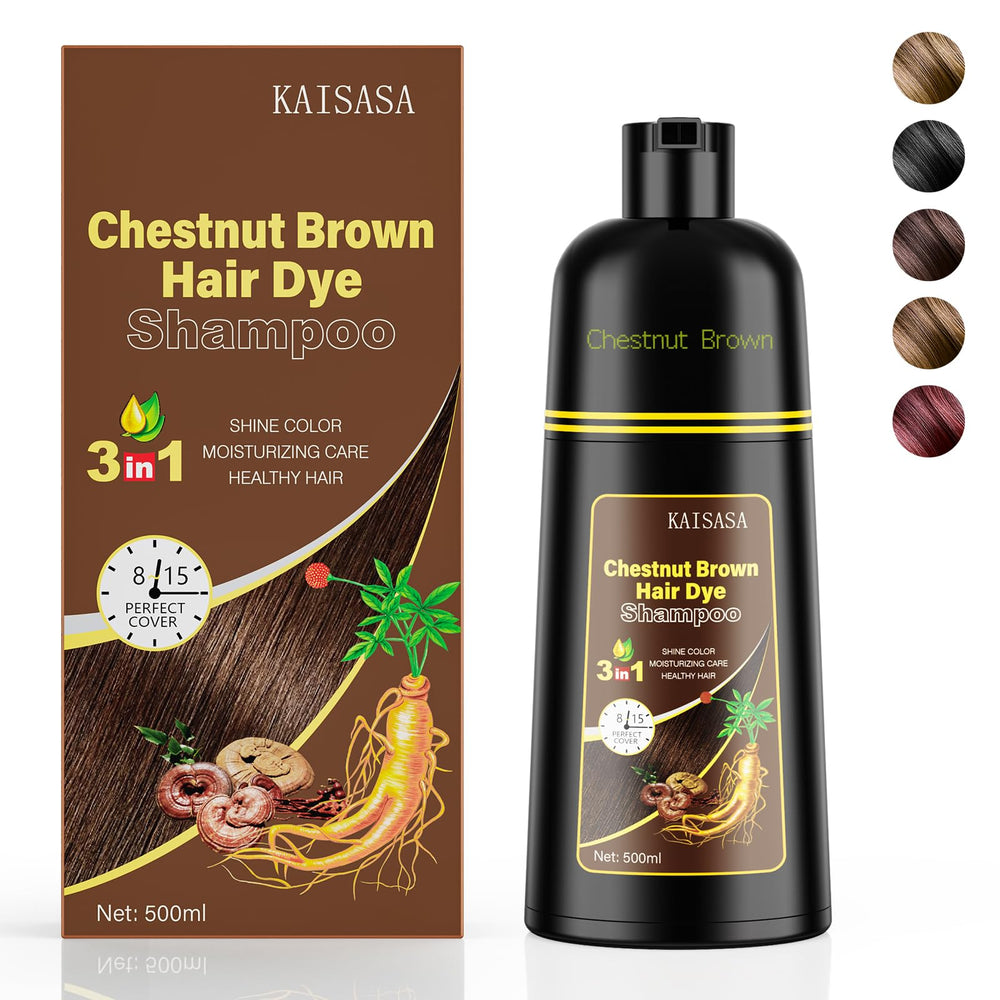 KAISASA Hair Dye Shampoo – bouteille 500 ml prête à l’emploi pour couvrir les cheveux gris.
