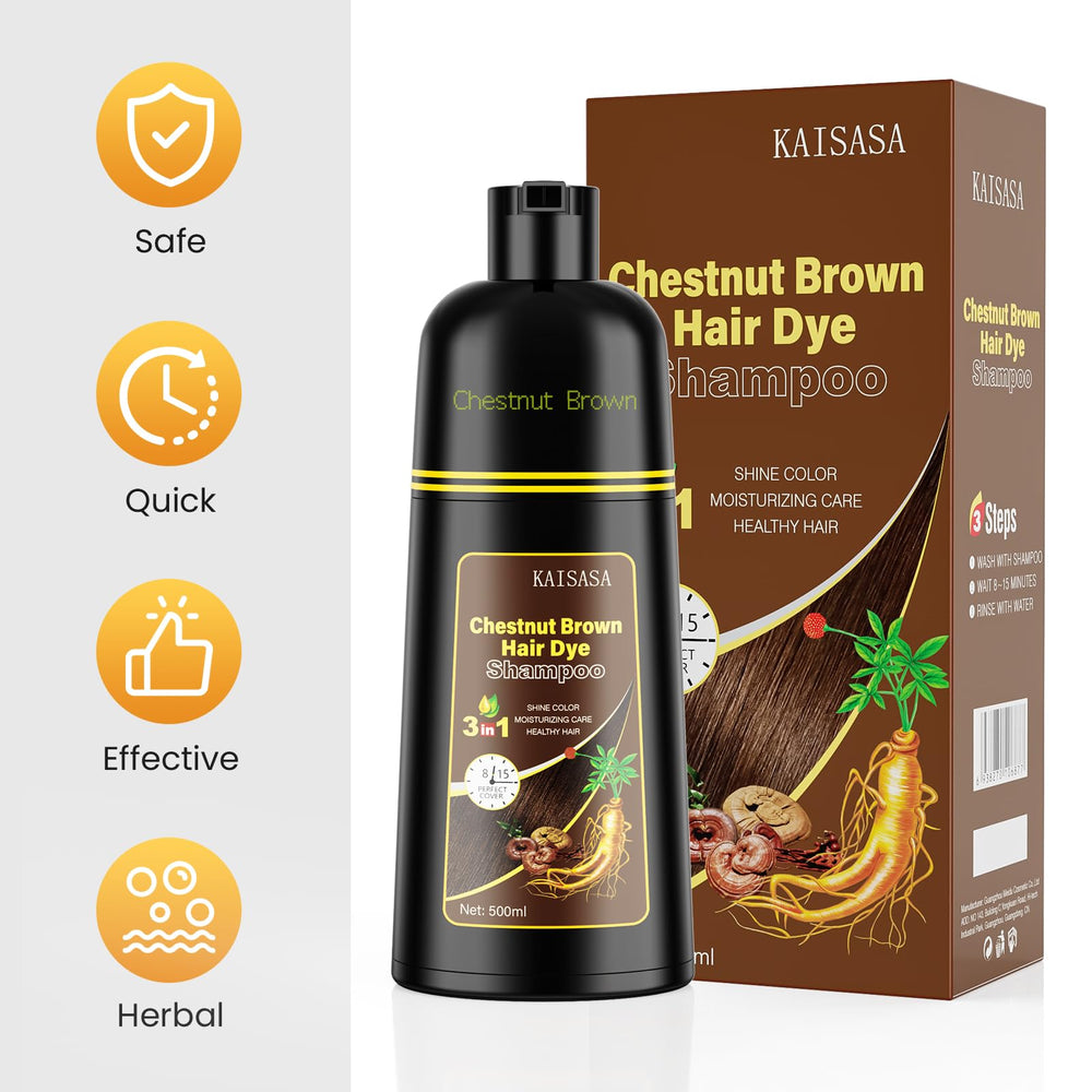 KAISASA Hair Dye Shampoo – résultats visibles en 3 à 4 semaines sans effort.