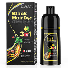 KAISASA Shampoing Colorant Cheveux Noir 500ml offre une couverture grise complète et naturelle.