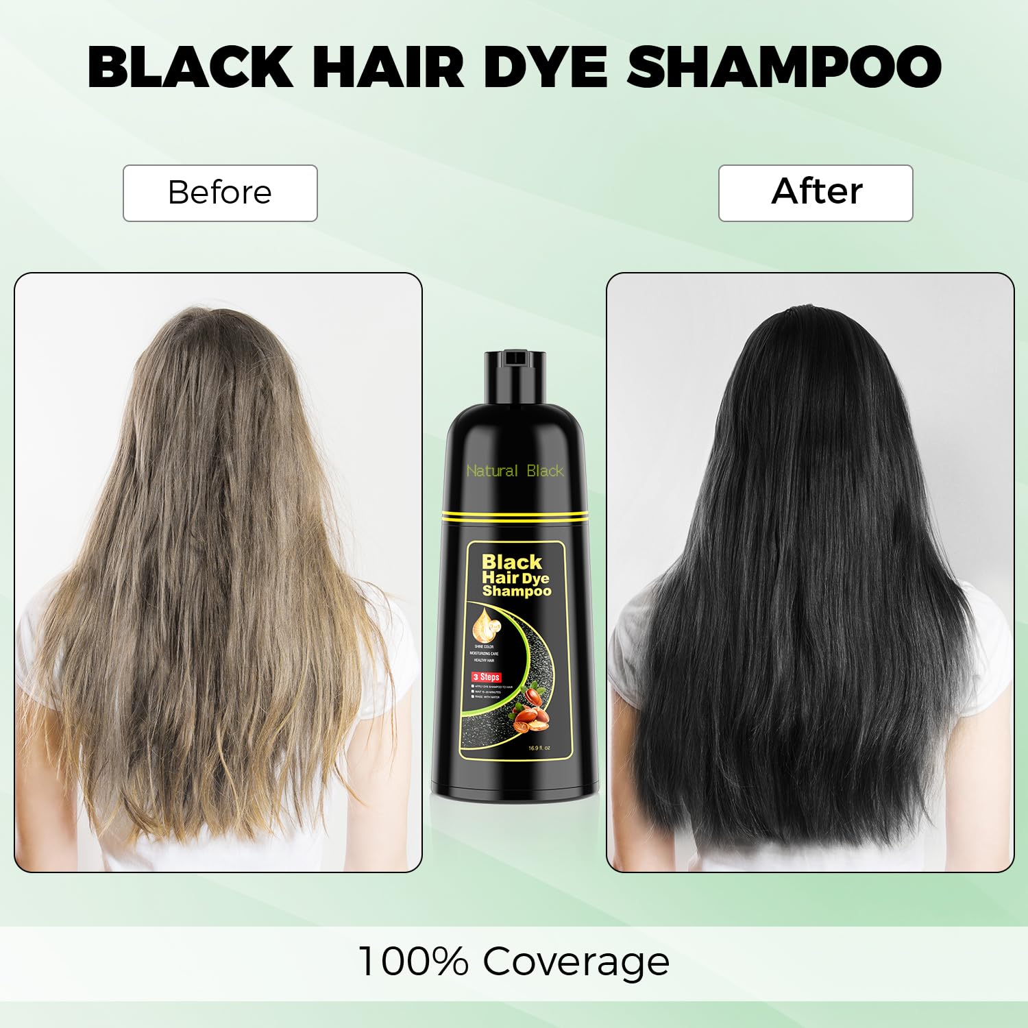 KAISASA Shampoing colorant noir, texture crème douce pour une application fluide.
