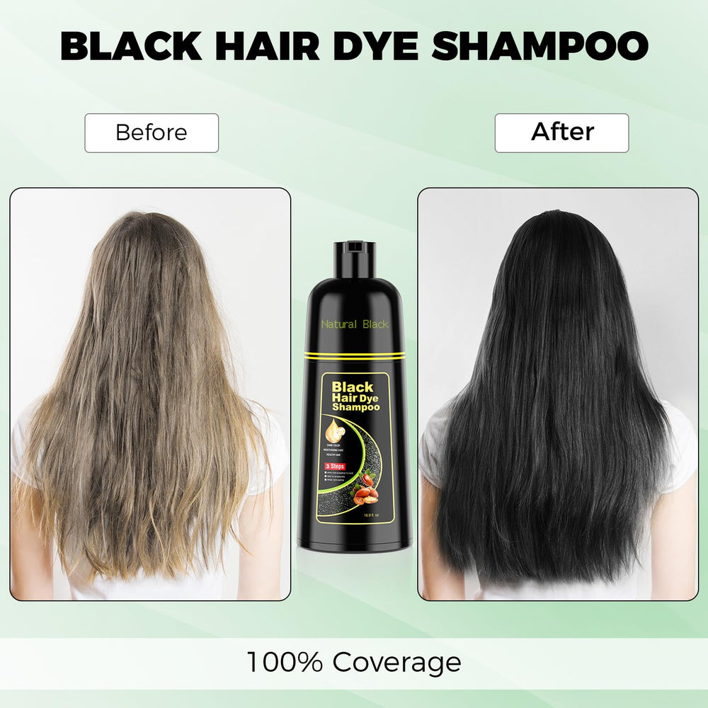 KAISASA Shampoing colorant noir, texture crème douce pour une application fluide.