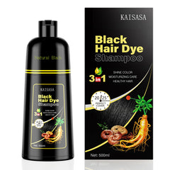 KAISASA Shampoing colorant noir appliqué pour couvrir les cheveux gris durablement.