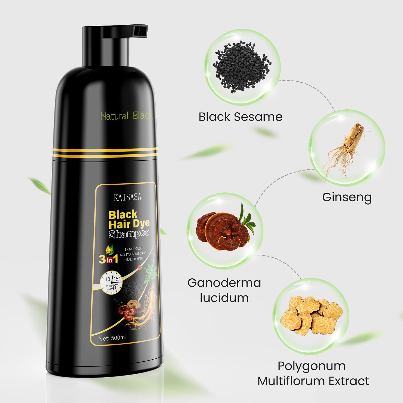 KAISASA Shampoing colorant noir offre une couleur qui dure 3 à 4 semaines.