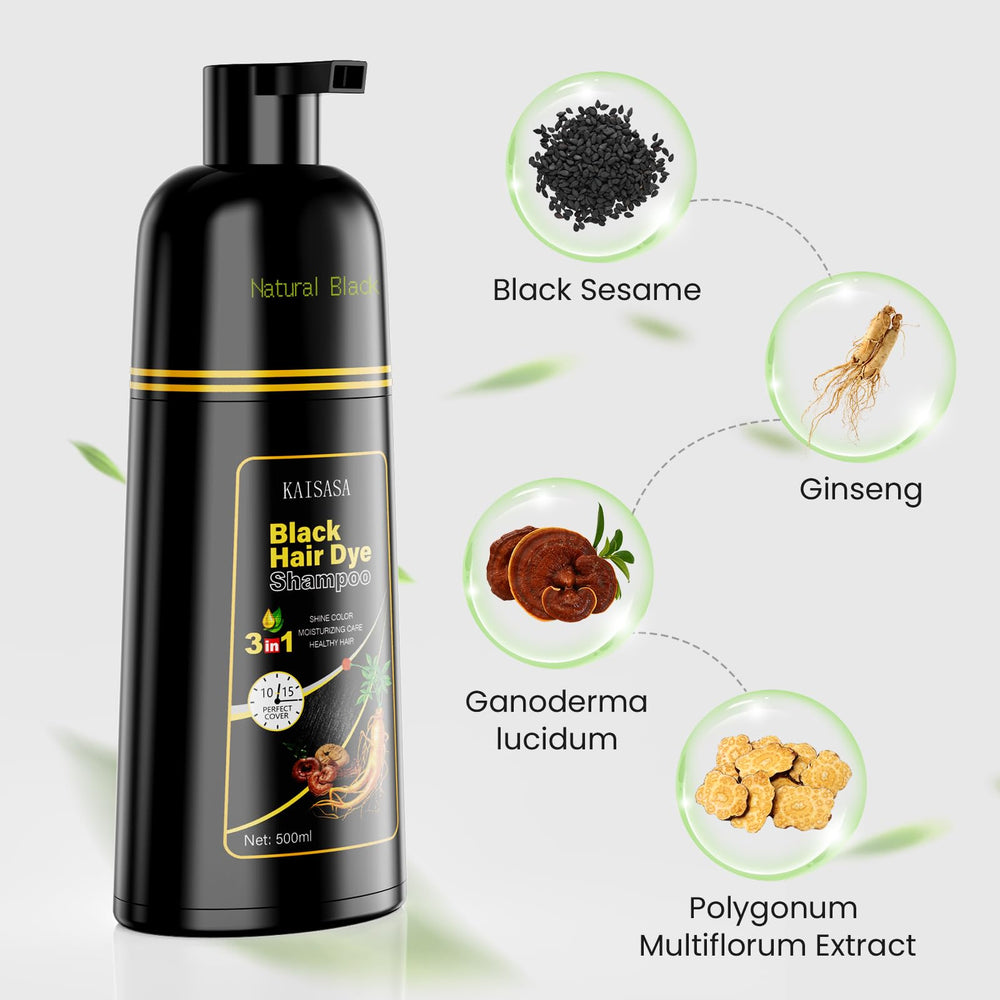 KAISASA Shampoing colorant noir offre une couleur qui dure 3 à 4 semaines.