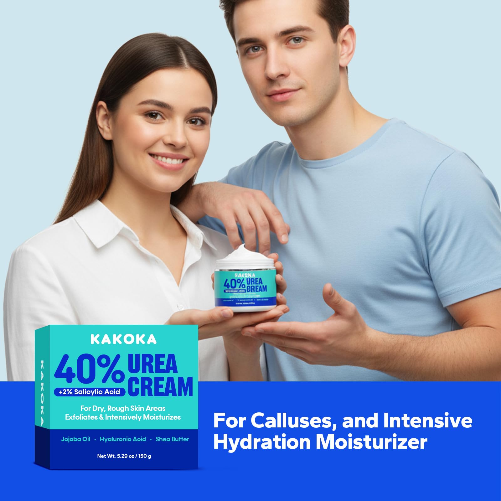 Kakoka Crème Urea 40% contient hyaluronique et huile de jojoba.