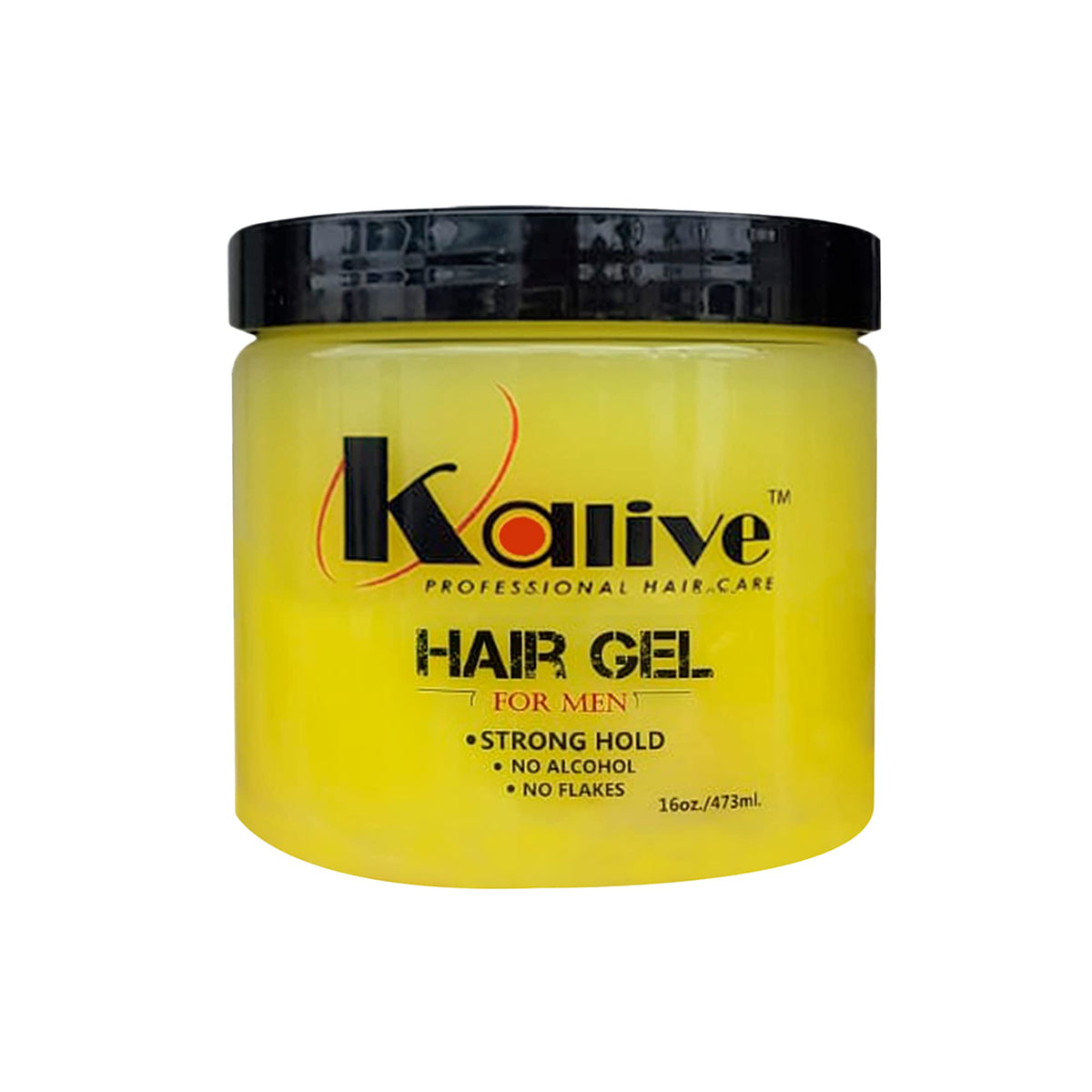 KALIVE 2 STYLE hair gel bottle demonstrates strong hold for all-day styling.