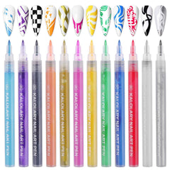Kalolary ensemble 12 stylos décoratifs sur les ongles pour motifs colorés.