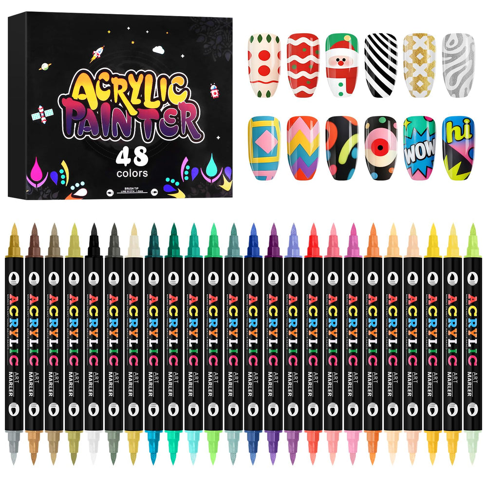 Kalolary ensemble marqueurs pour ongles, 48 couleurs, pour designs variés et créatifs.