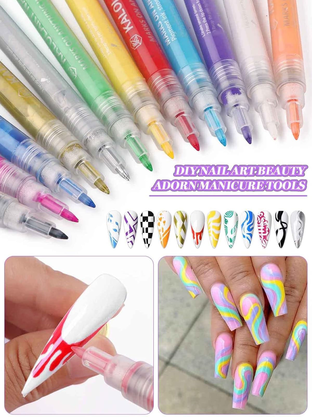 Kalolary stylo art des ongles brillance durable sur onglet.