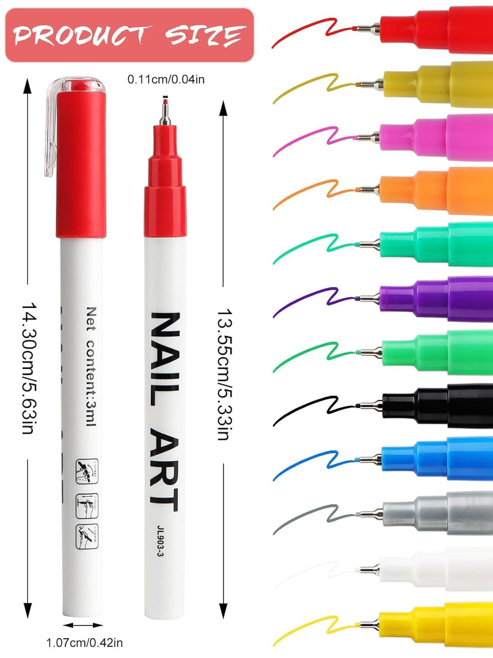 Kalolary stylo ongles avec points et lignes pour dessins précis.
