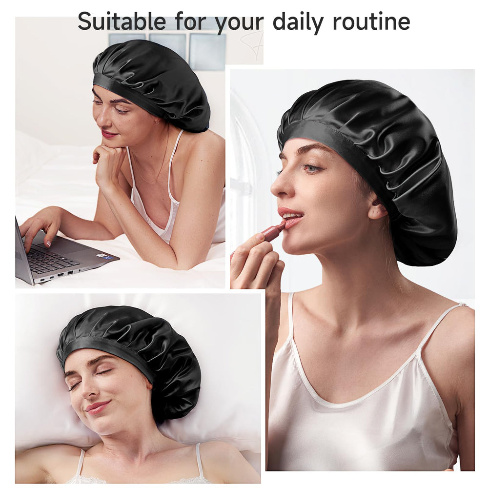 Kaome bonnet soie mûrier avec etui de voyage pour rester propre en déplacement.