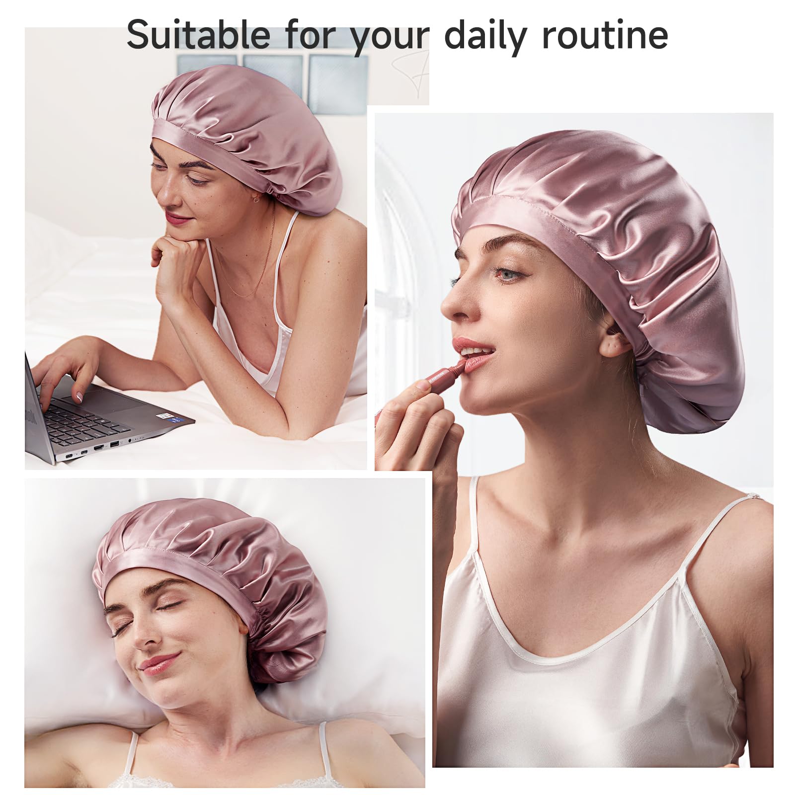 Bonnet Kaome utilisé pendant les soins ou le maquillage, couleur rose.