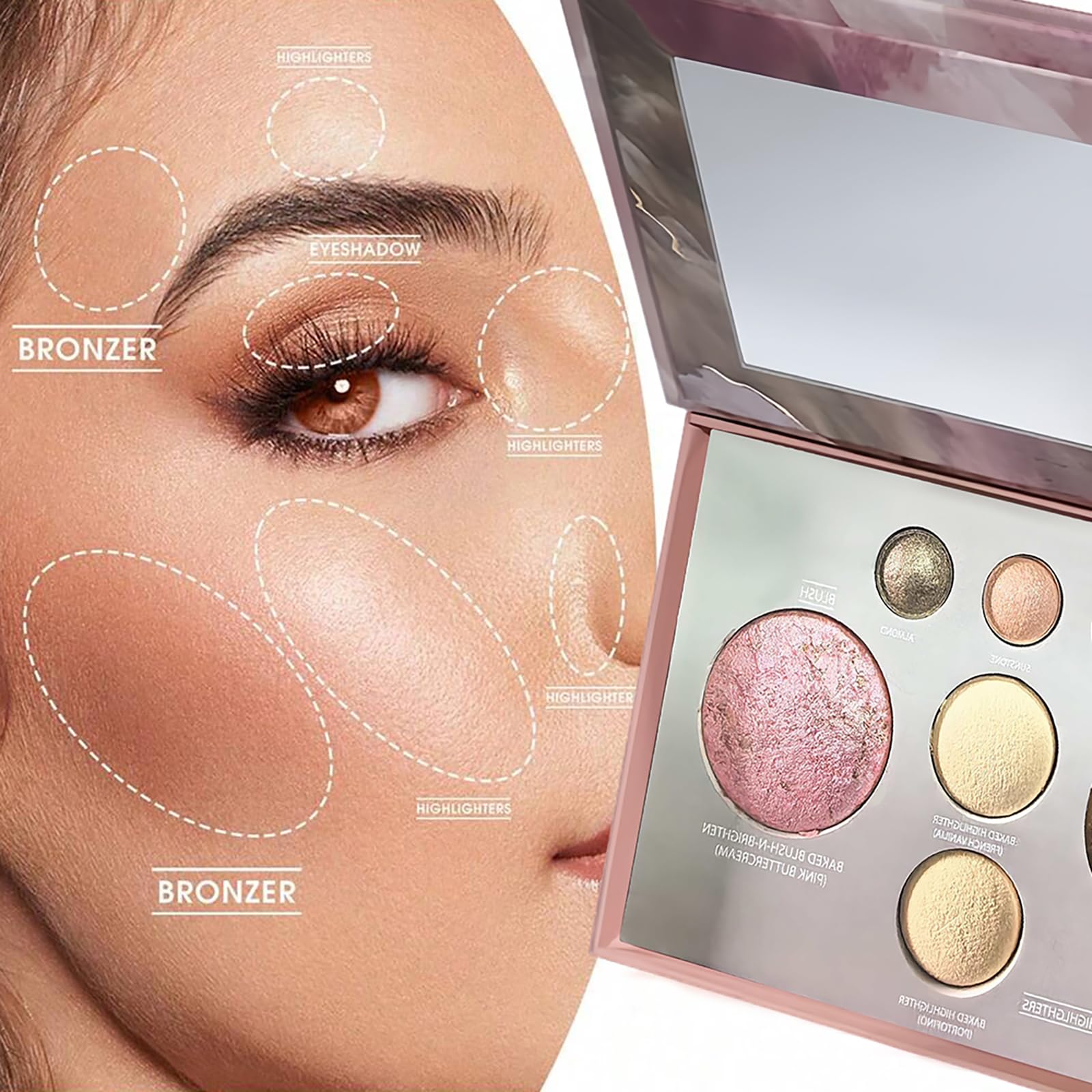 K'APEINE All in One Baked Palette blush et highlighter pour teint lumineux.