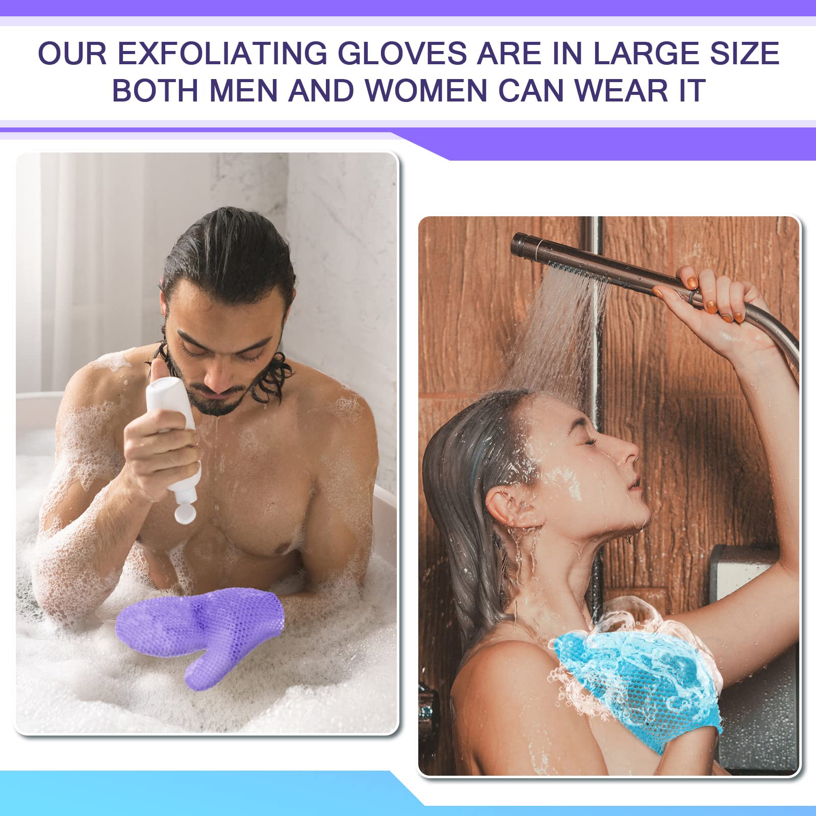 Gant Karenhi violet, exfoliation efficace grâce au motif nid-dabeille.