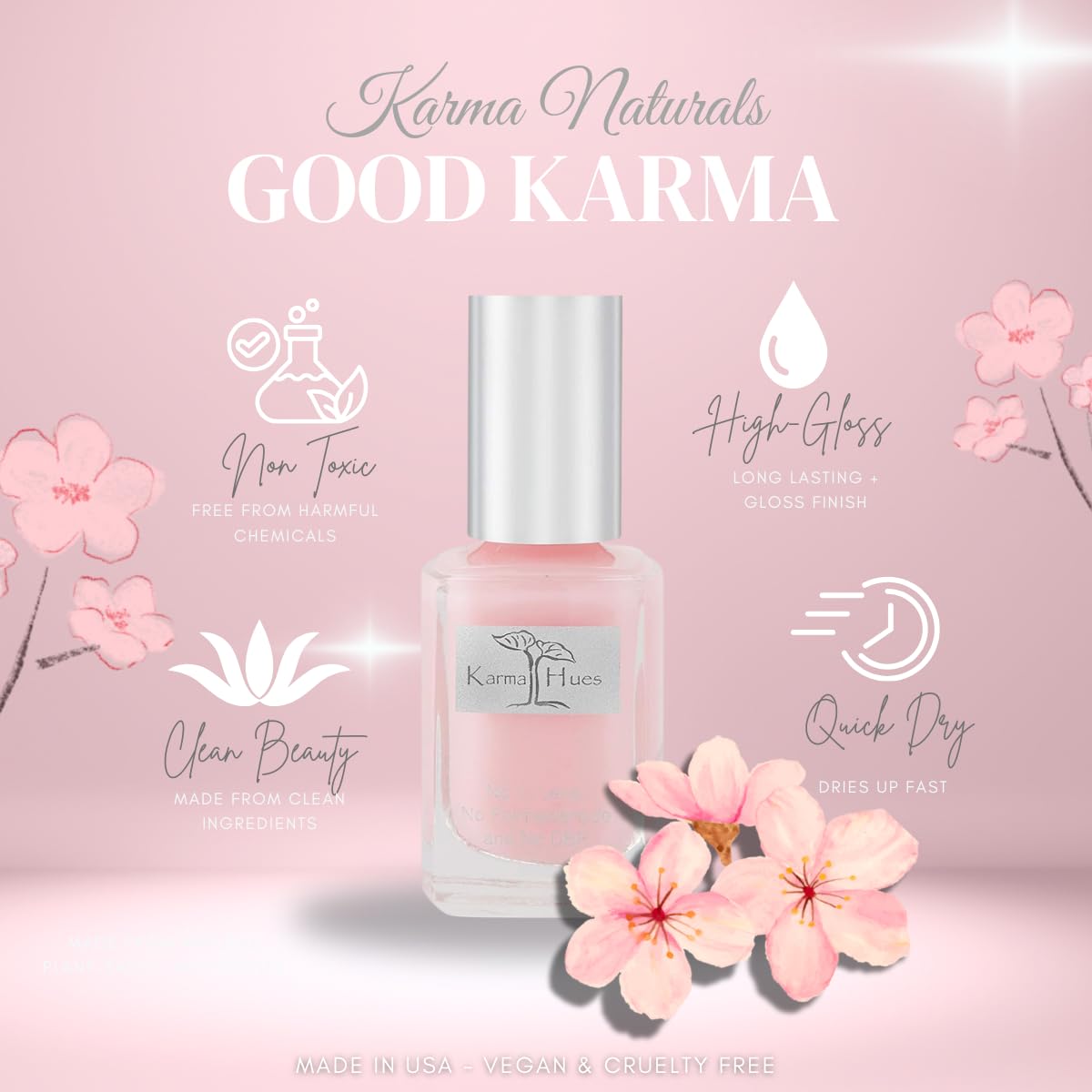 Vernis Karma Naturals anti-jaunissement pour des ongles lumineux et uniformes.