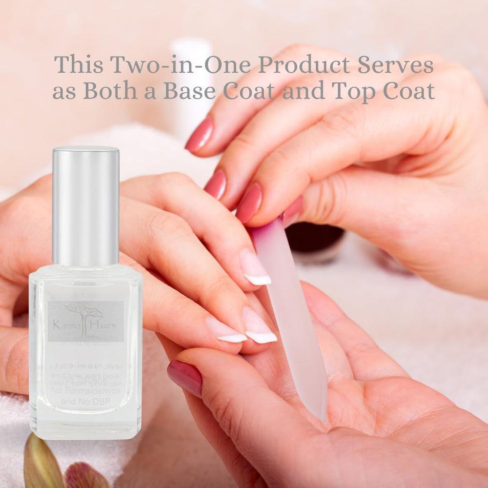 Karma Organic Base et Top 2 en 1, effet lissant et brillance durable.