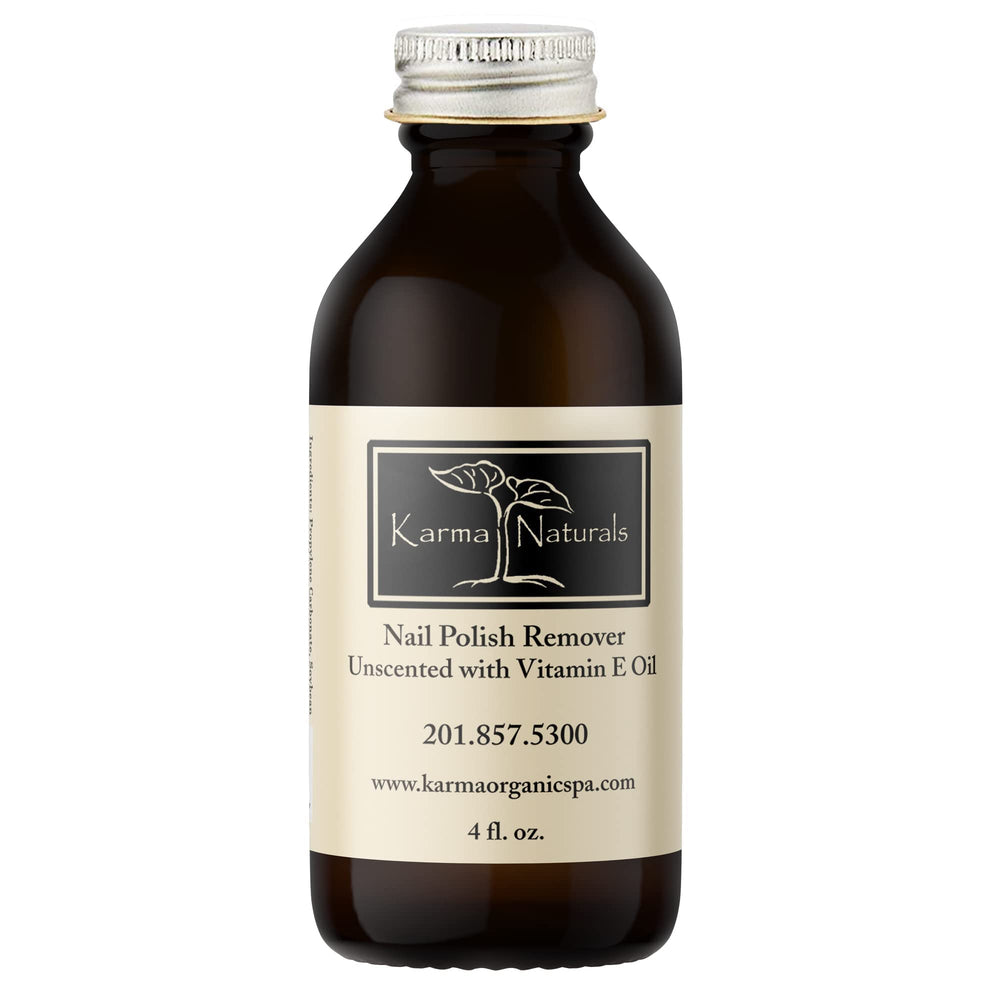 Démaquillant Karma Organic sans parfum, flacon élégant pour retirer le vernis en douceur.