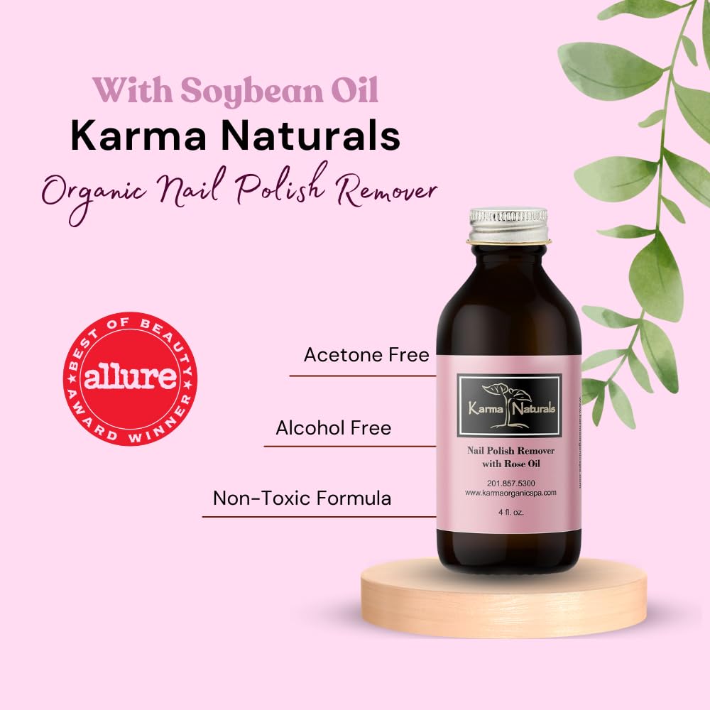 Application douce avec pinceau Karma Organic, élimination facile du vernis.