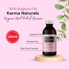 Application douce avec pinceau Karma Organic, élimination facile du vernis.
