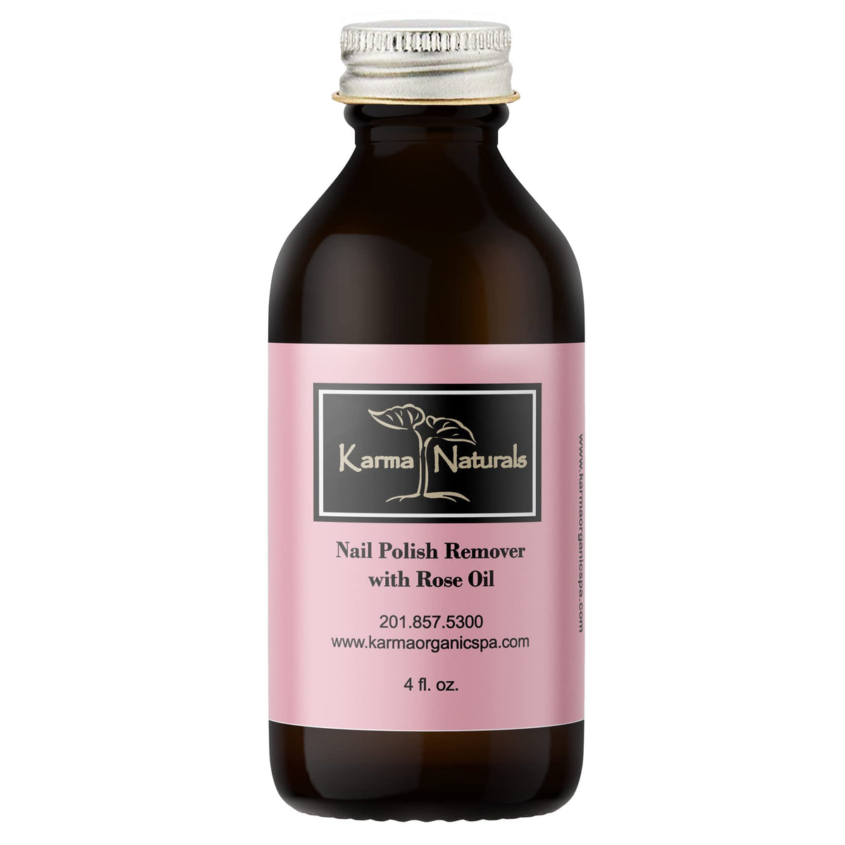 Dissolvant Karma Organic à l huile de rose dans la bouteille, douceur des ongles.