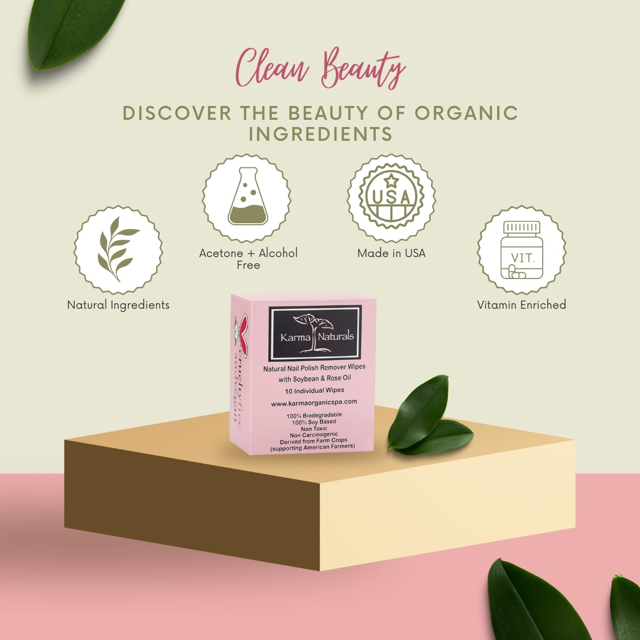 Lingettes Karma Organic Dissolvant Vernis Ongles Non-Toxiques: formulation naturelle