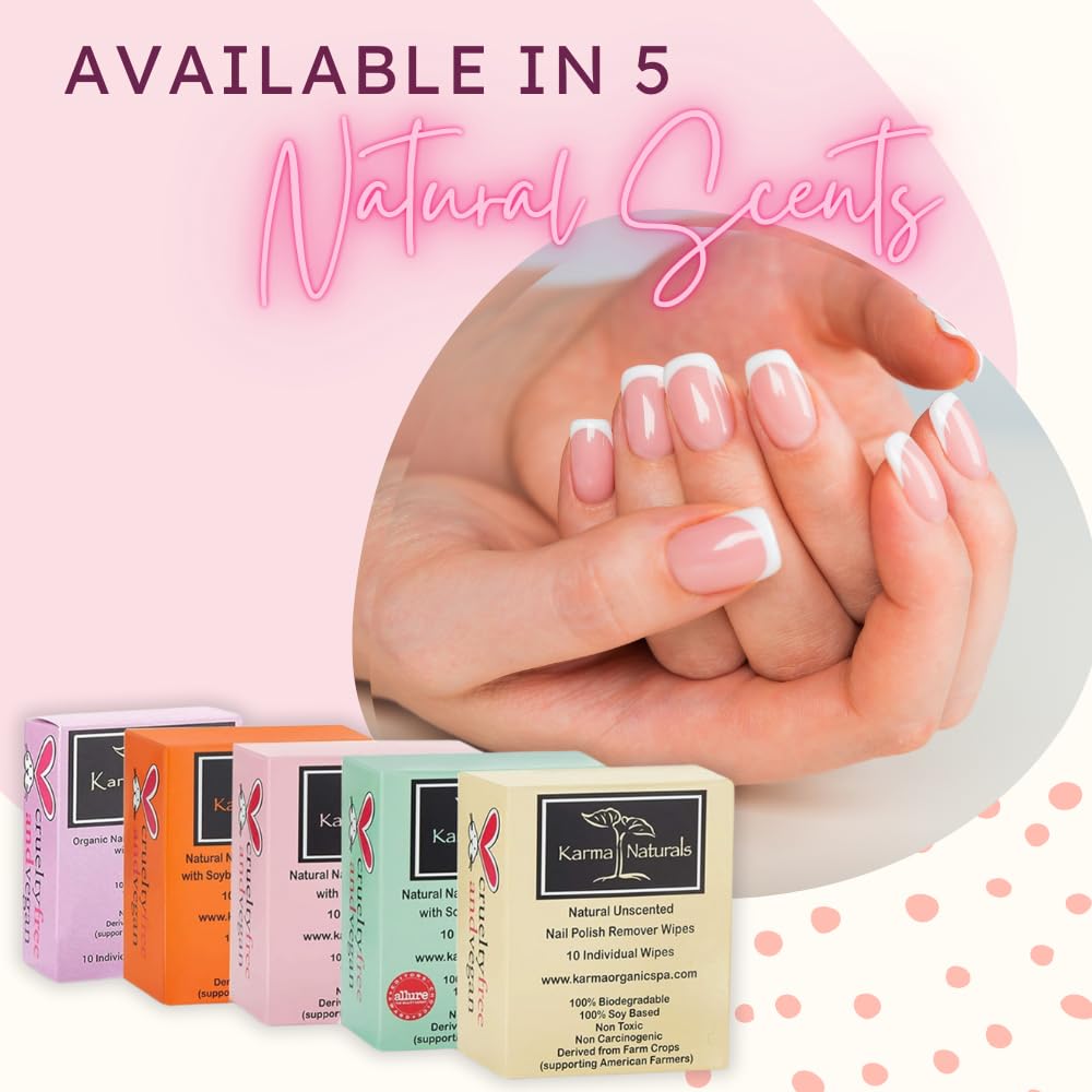 Lingettes Karma Organic Dissolvant Vernis Ongles Rose Arôme: parfum léger et apaisant