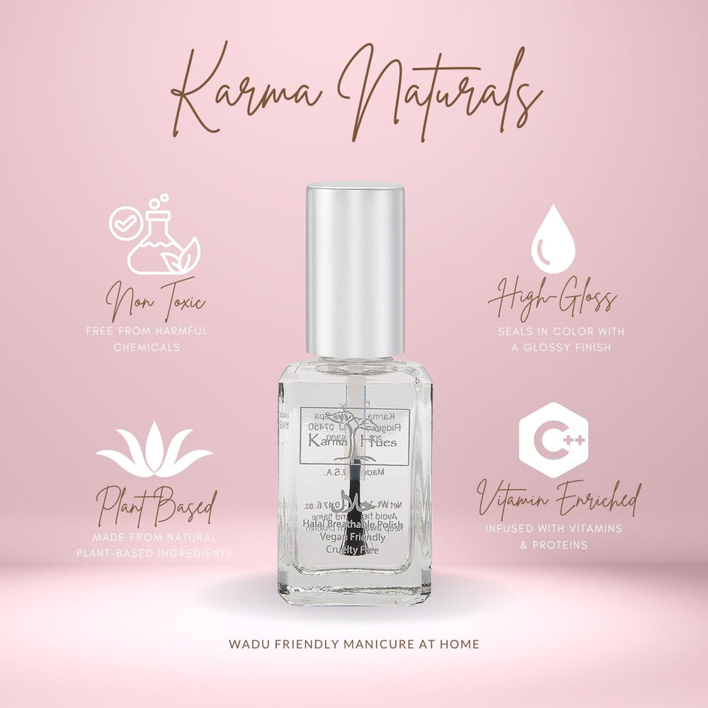 Séchage rapide avec Karma Organic, vernis respirant sans éclairage UV ou LED nécessaire.