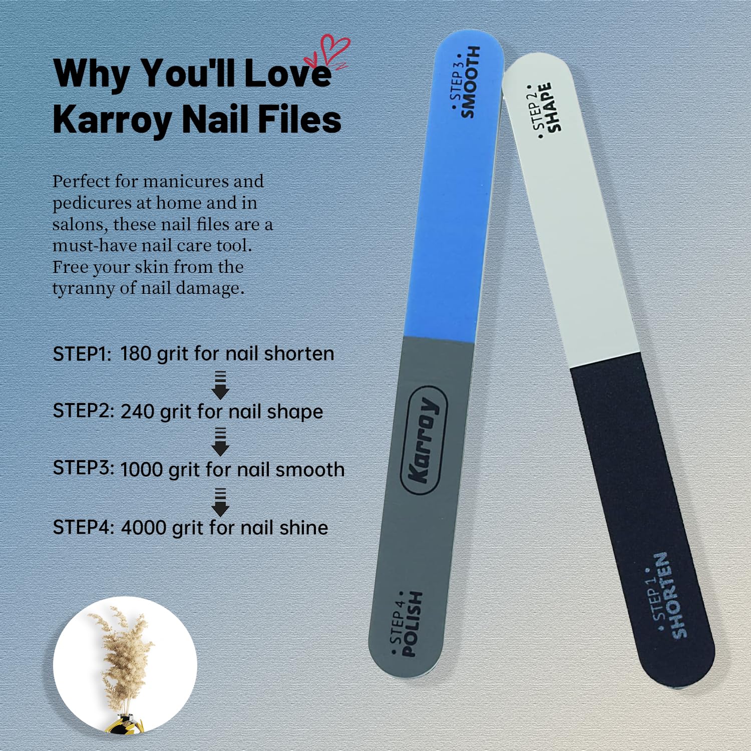 Karroy ensemble 20 limes ongles pour utilisation mensuelle