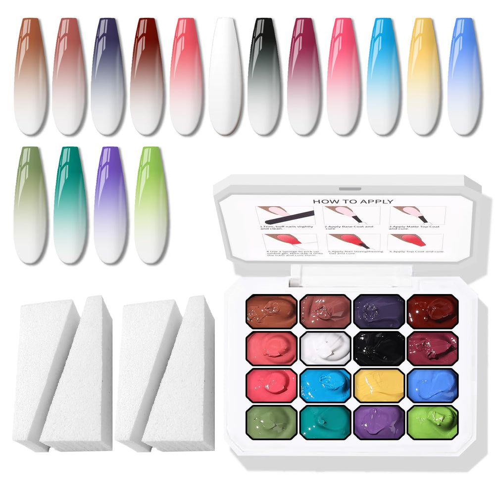 Karroy éponge-pat gel sur ongles, ombré facile à réaliser à domicile.