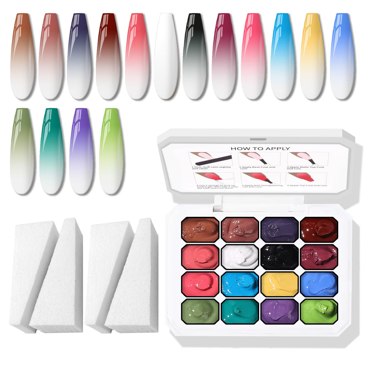 Karroy éponge-pat gel sur ongles, ombré facile à réaliser à domicile.