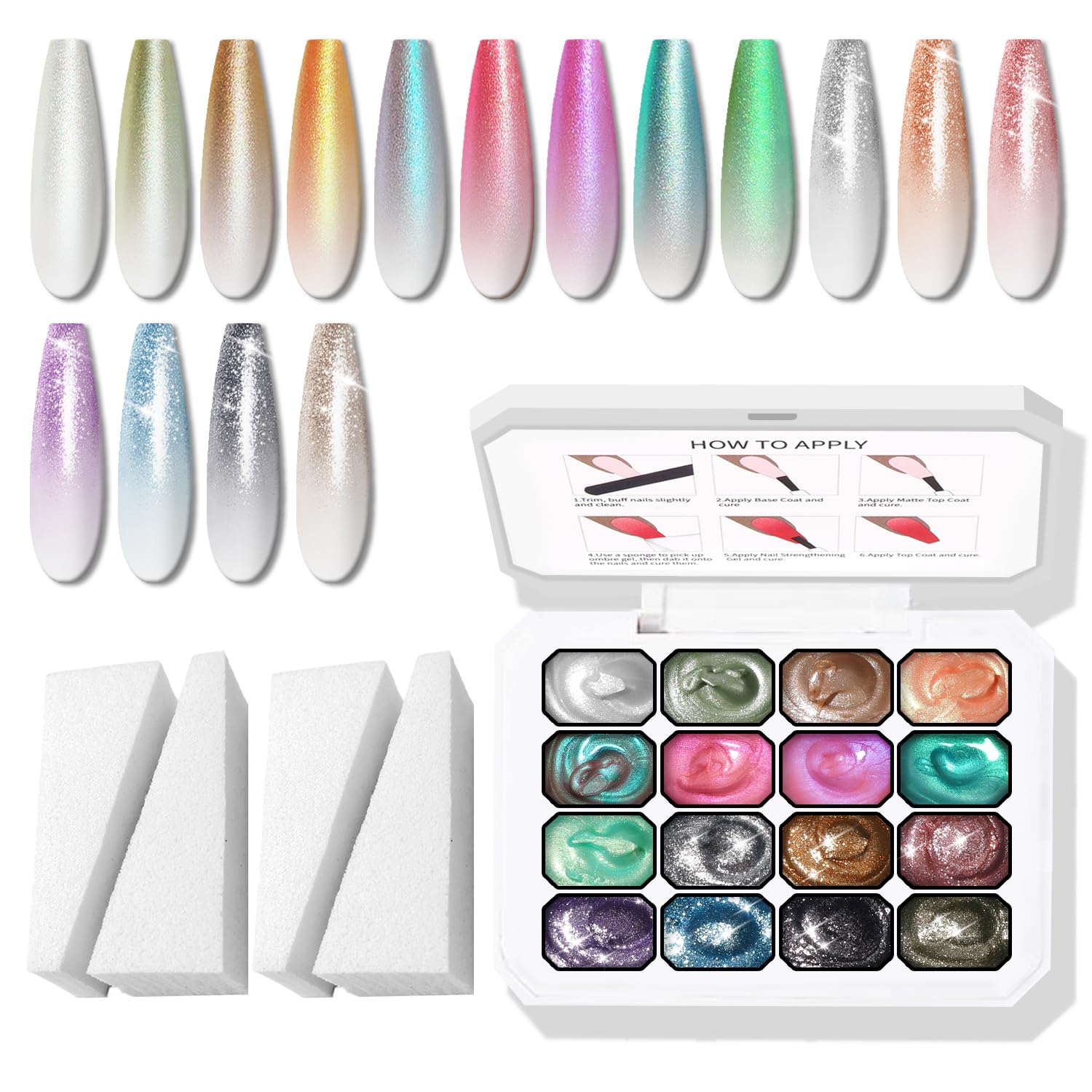 Karroy palette vernis gel ombre 16 couleurs pour dégradés éclatants
