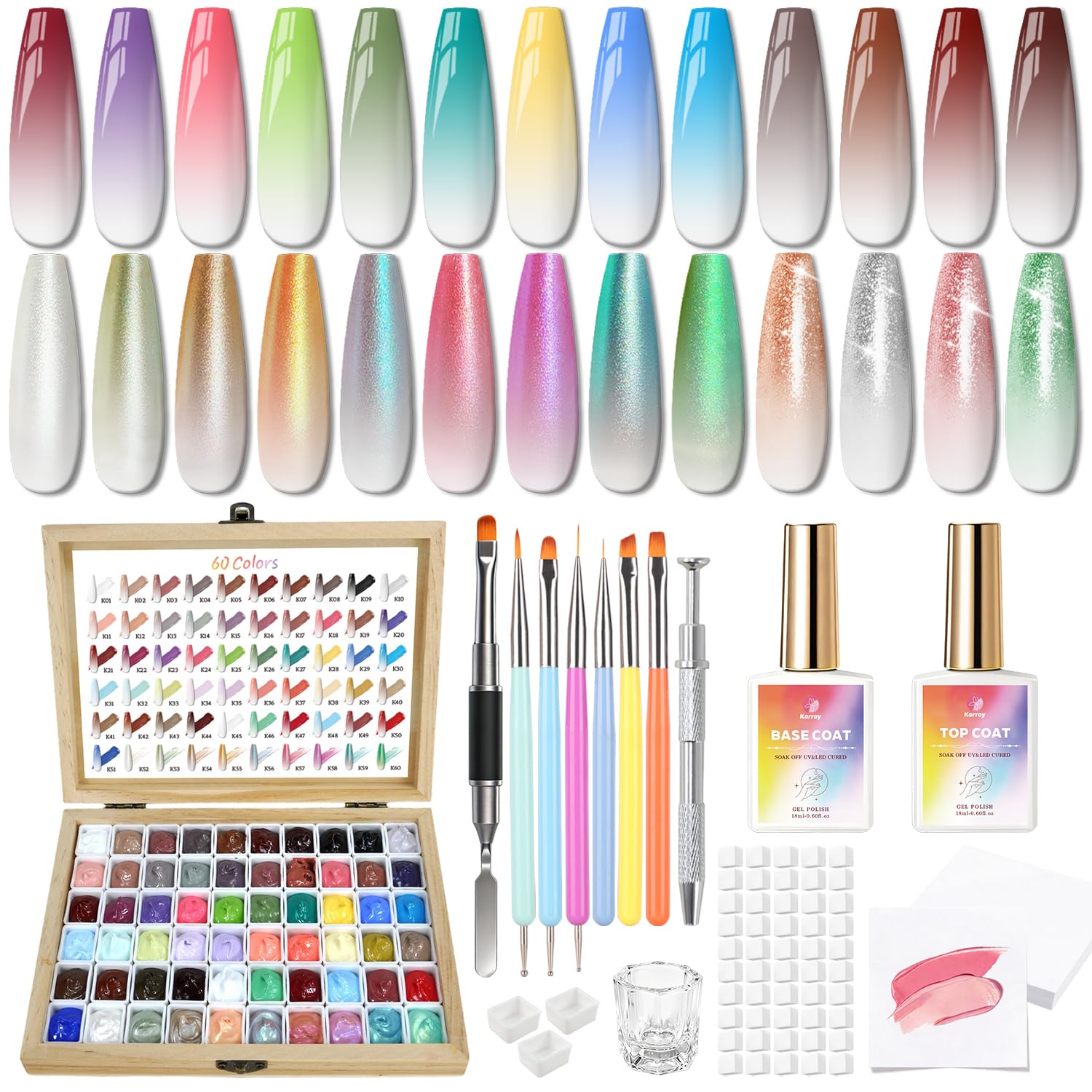 Palette Karroy gel ombré: 60 couleurs pour dégradés faciles à faire soi-même.