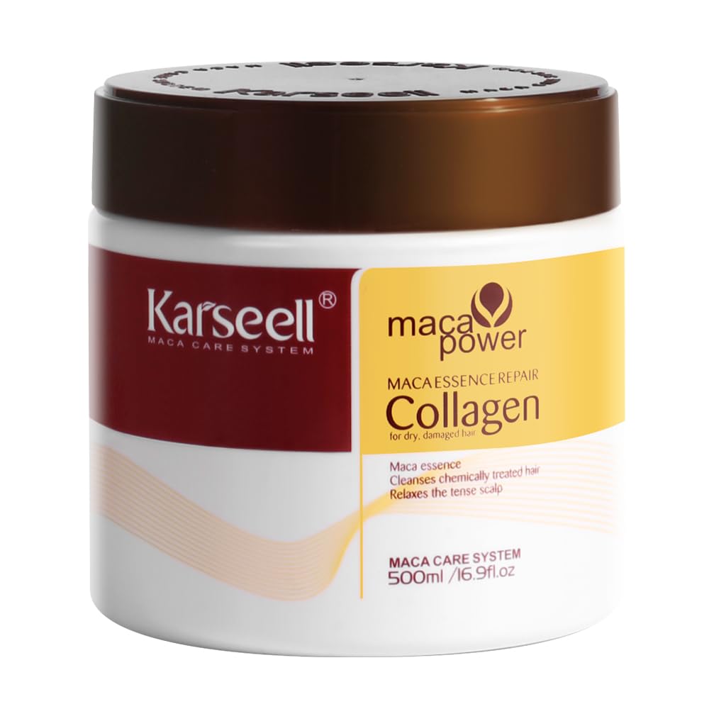 Karseell masque cheveux collagene argane pot : hydratation profonde des longueurs et des pointes.