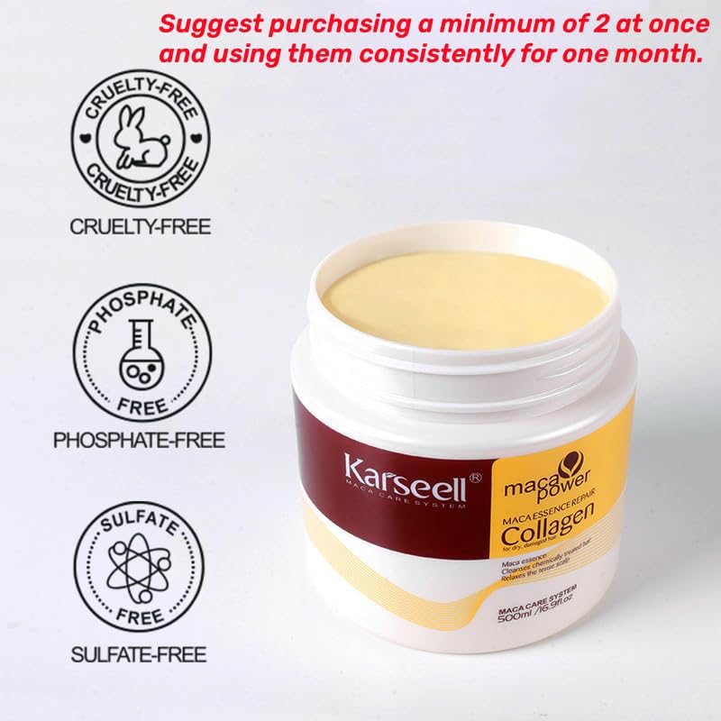 Karseell masque cheveux sans sulfates et sans parabènes : formule douce au quotidien.