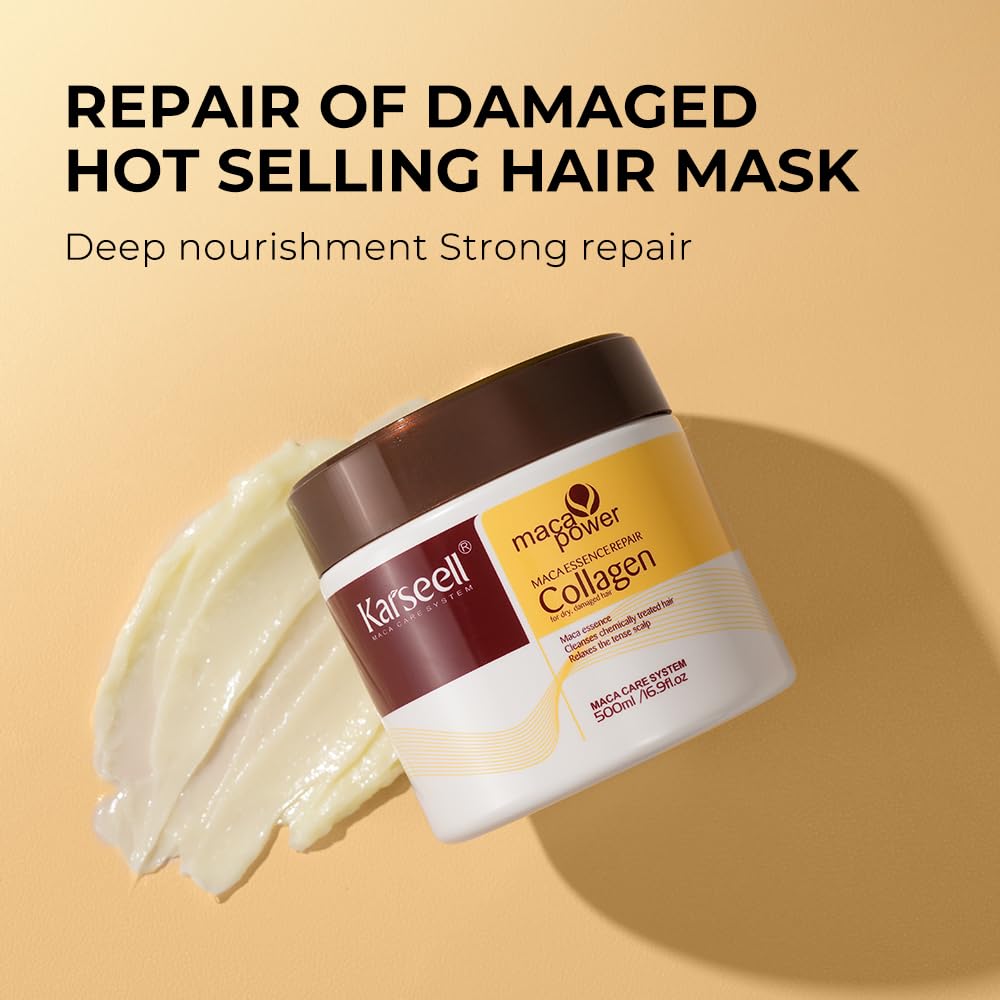 Karseell Masque Cheveux – texture crémeuse prête à appliquer.