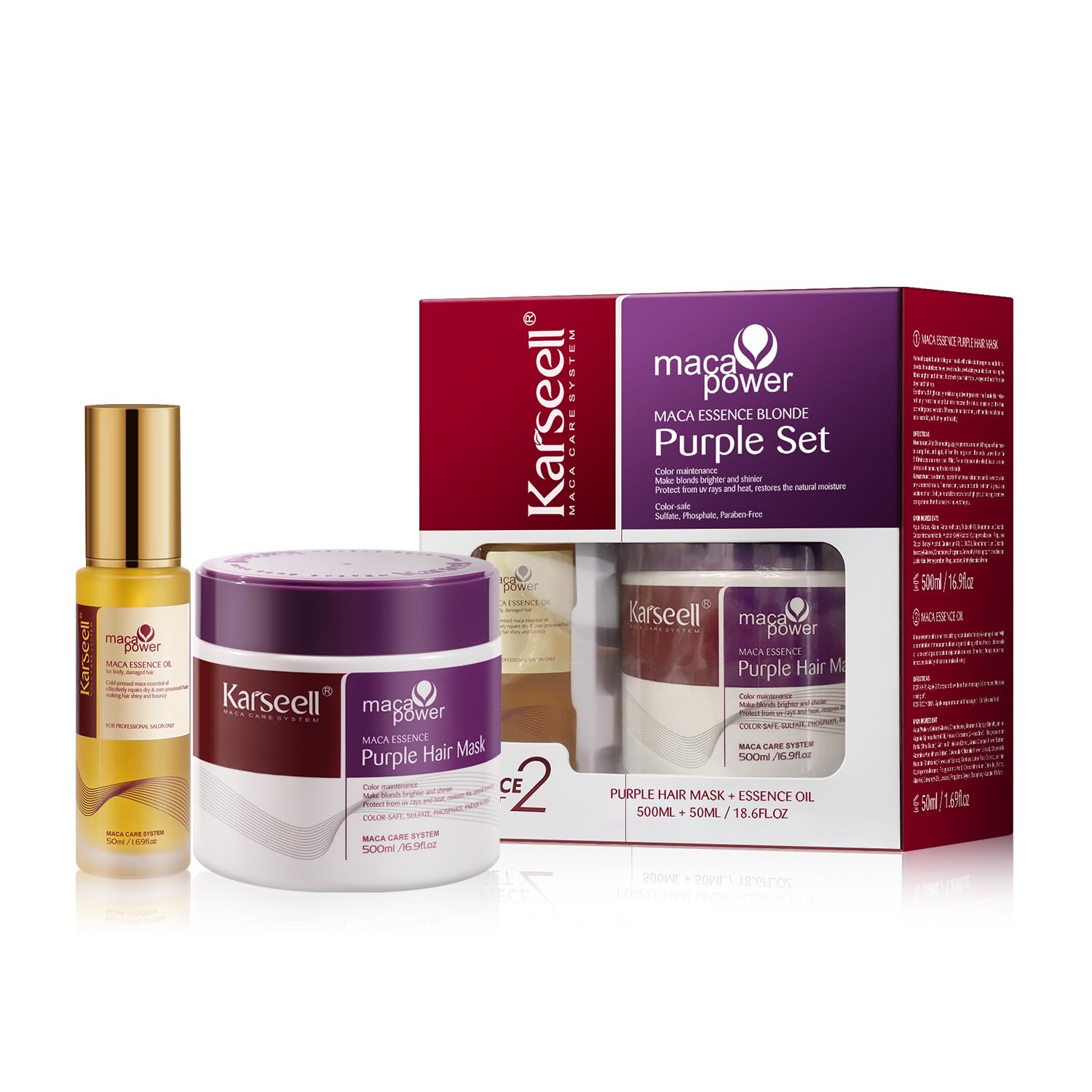 Karseell masque violet pour cheveux blond argenté neutralisant les reflets jaunes.