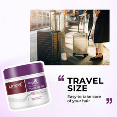 Texture crème du masque violet Karseell déposé sur cheveux.