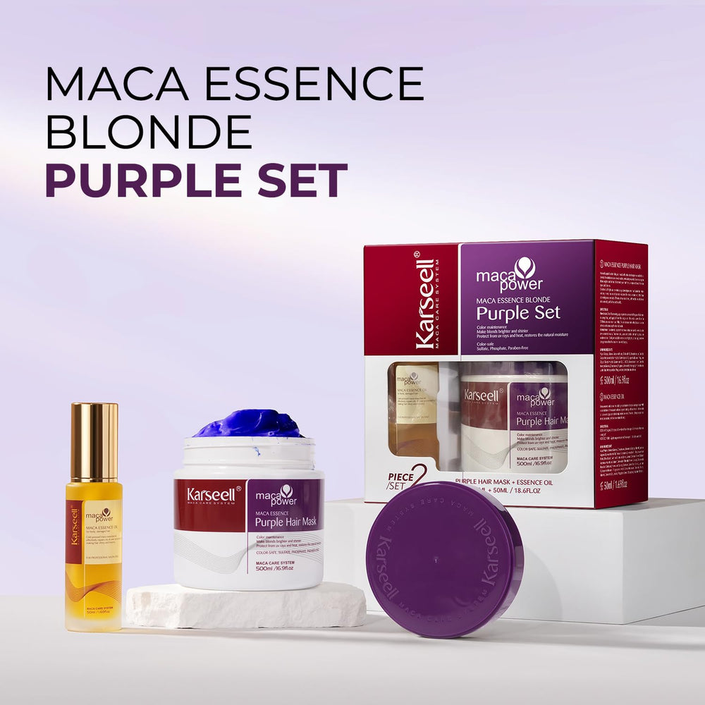 Karseell masque violet, texture riche pour cheveux doux et brillants.